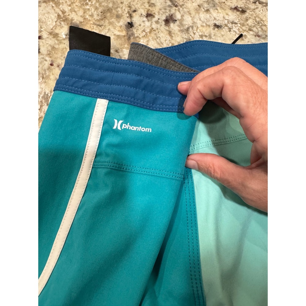 Hurley Phantom Mens 31 Board Shorts Teal Aqua Colorblock CJ5090-323 Surf Trunks - Picture 7 of 11